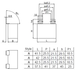 Mechanical Drawing - KEMET C4Bx Box Snubber Capacitors