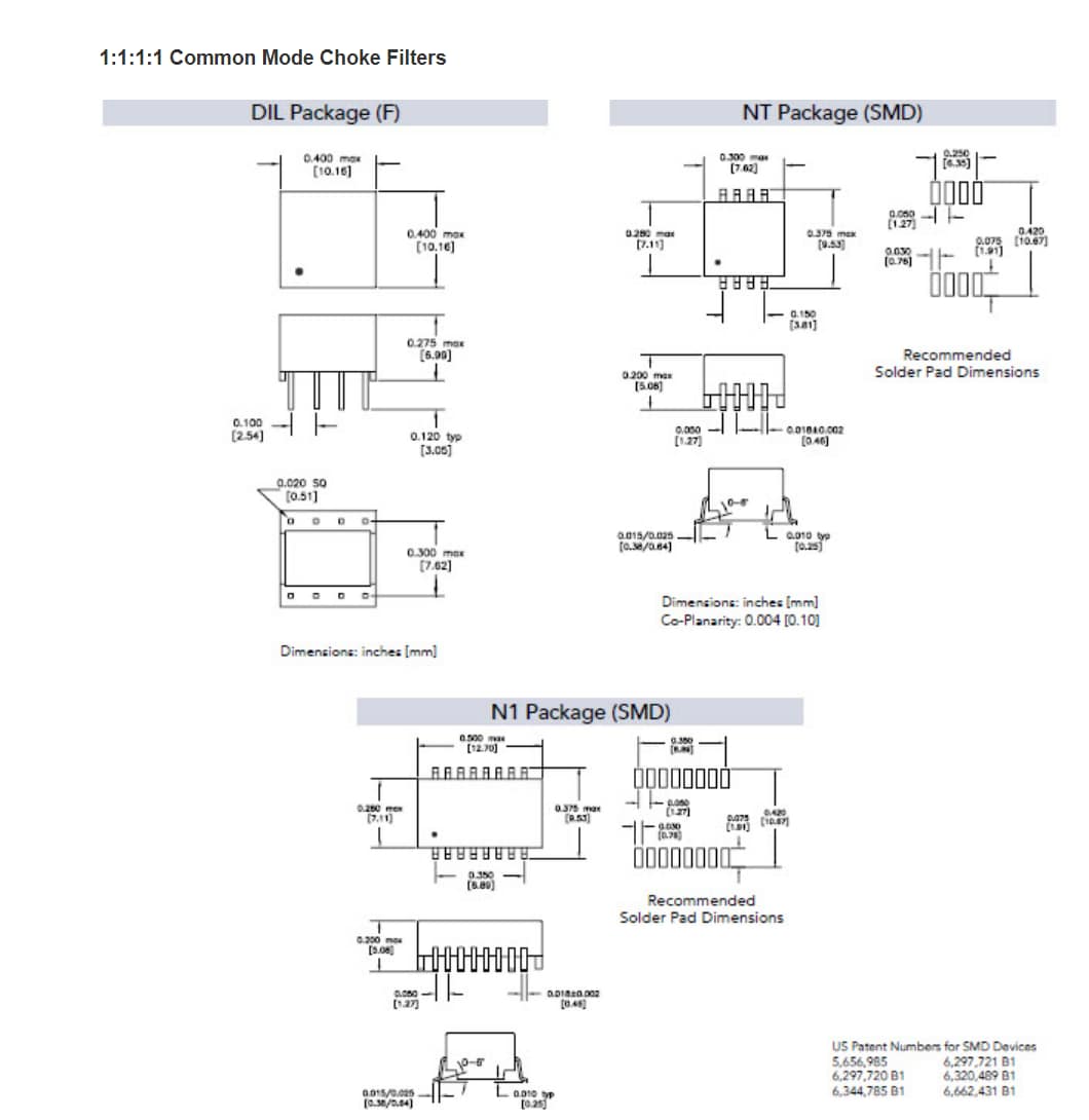 Mechanical Drawing - HALO Electronics Common Mode Chokes