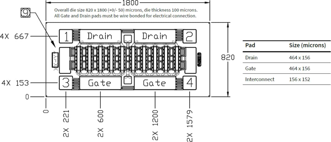 Mechanical Drawing - MACOM CGHV60040D & CGHV60075D5 6GHz GaN HEMTs