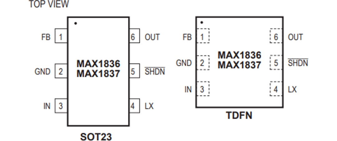 Mechanical Drawing - Analog Devices / Maxim Integrated MAX1836 & MAX1837 Step-Down Converters