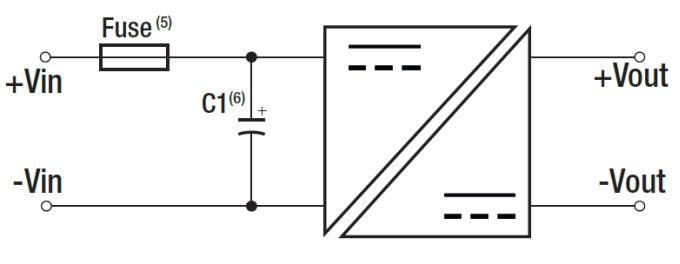 Application Circuit Diagram - RECOM Power RTC2 2W Single Output DC/DC Converters