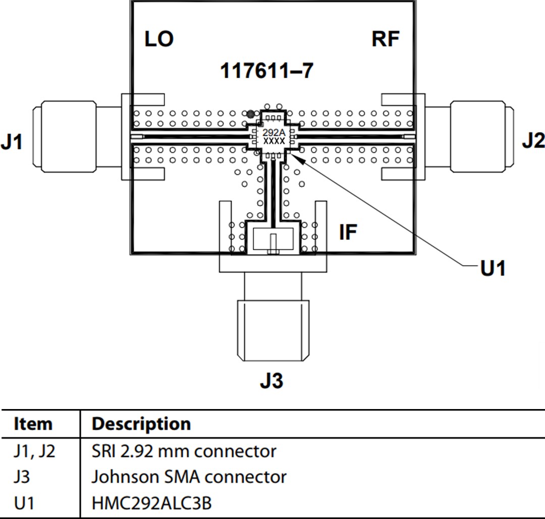 Mechanical Drawing - Analog Devices Inc. EV1HMC292ALC3B Eval Board for HMC292 GaAs MMIC