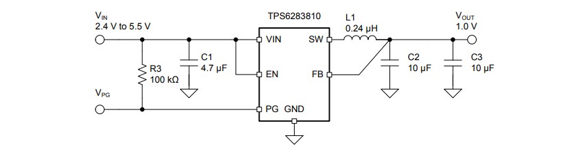 Application Circuit Diagram - Texas Instruments TPS6283810 3A Step-Down Converters