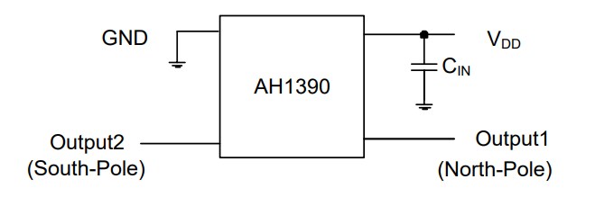 Application Circuit Diagram - Diodes Incorporated AH1390 Unipolar Hall Effect Switch