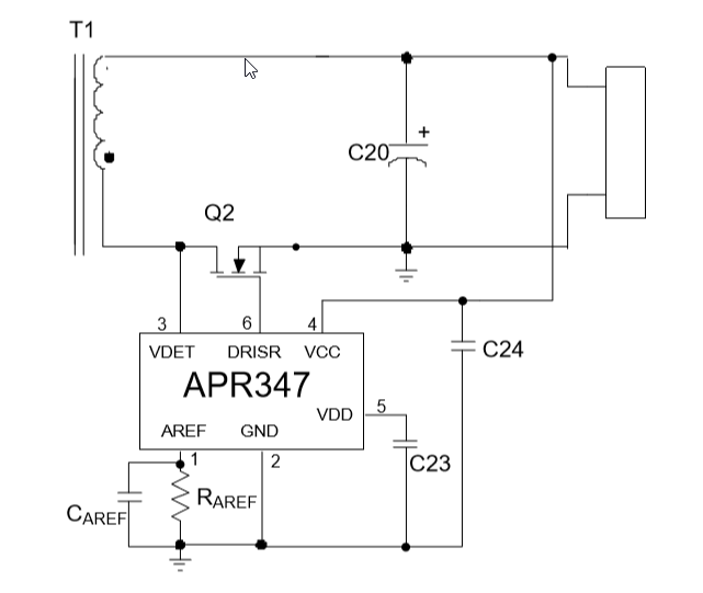 Application Circuit Diagram - Diodes Incorporated APR347 Synchronous Rectification Controller