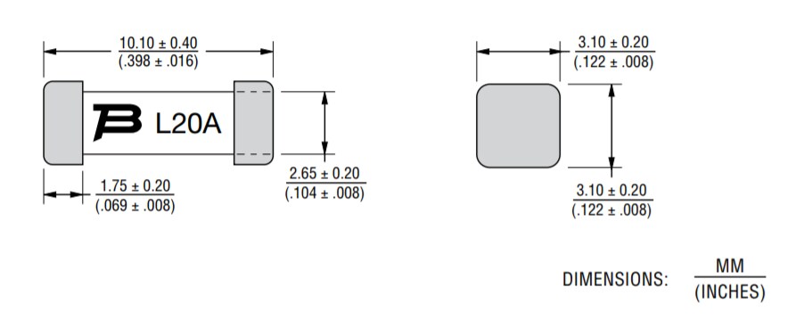 Chart - Bourns SF-3812SP-T Time Lag SMD Fuse