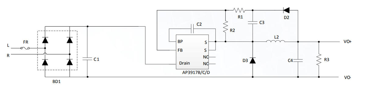 Application Circuit Diagram - Diodes Incorporated AP3917x Step Down Power Switchers