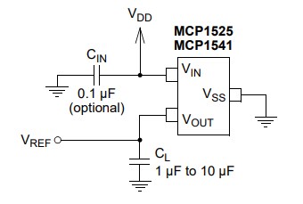Application Circuit Diagram - Microchip Technology MCP1541 Voltage References
