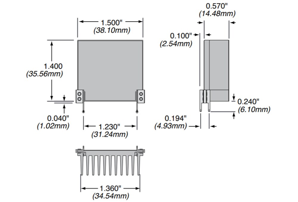 Mechanical Drawing - Ohmite TRH Thick Film Resistors
