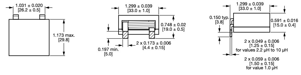 Mechanical Drawing - Vishay / Dale IHDF-1300AE-1A Edge-Wound High Current Inductors