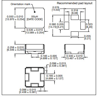 Mechanical Drawing - Vishay / Dale IHLE-5050FH-5A High Current Inductors