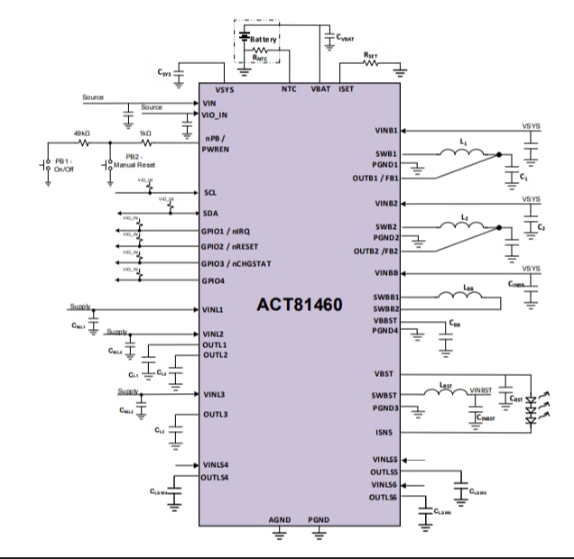 Application Circuit Diagram - Qorvo ACT81460VM101 Low Power PMIC
