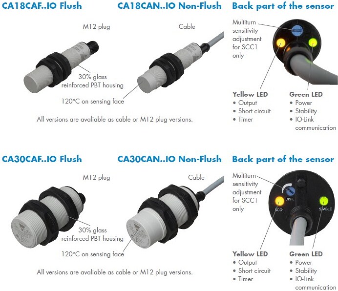 Carlo Gavazzi CA18 & CA30 Capacitive IO-Link Sensors