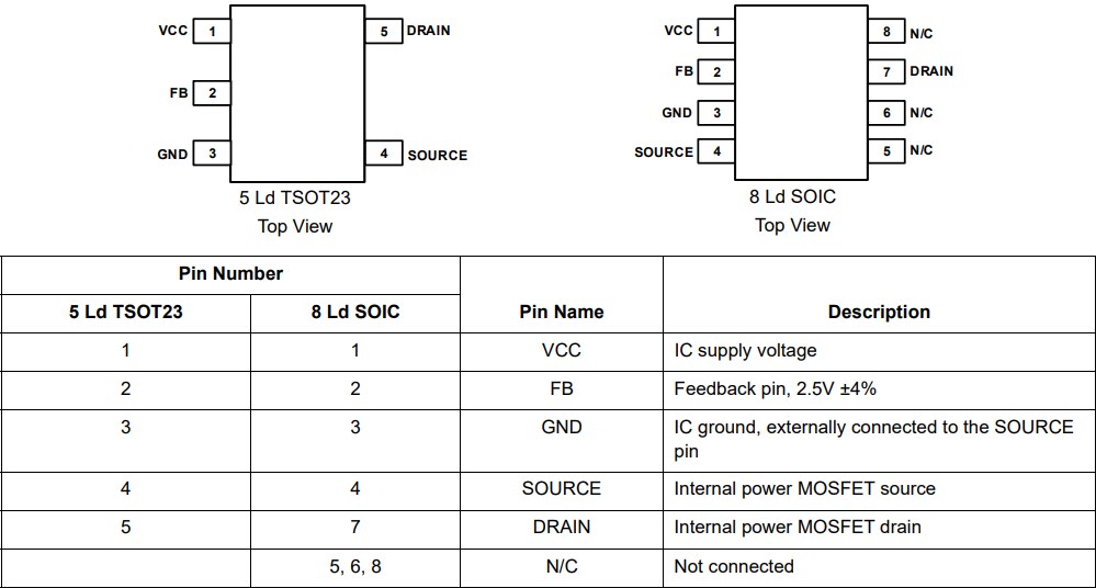 Mechanical Drawing - Renesas Electronics RAA223012 700V Non-Isolated AC-DC Buck Regulator