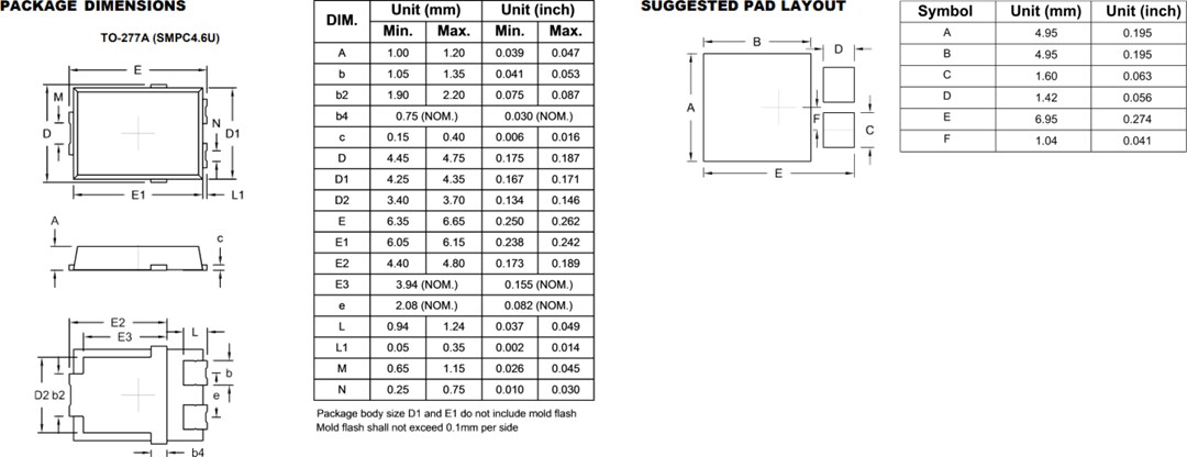 Mechanical Drawing - Taiwan Semiconductor PUUPx Series Ultra Fast Recovery Rectifiers
