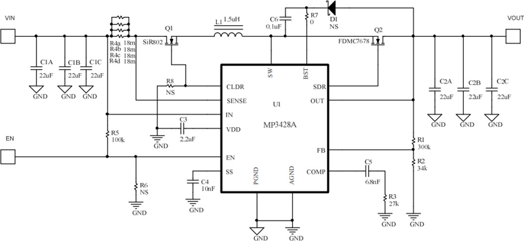 Schematic - Monolithic Power Systems (MPS) EV3428A-L-00A Evaluation Board