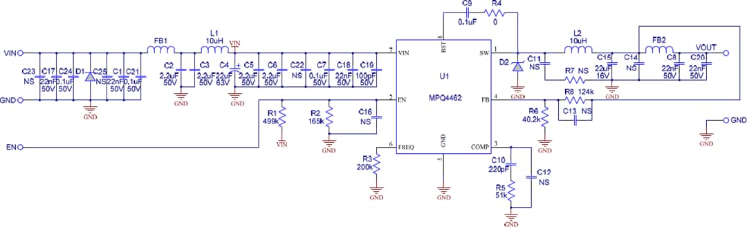 Schematic - Monolithic Power Systems (MPS) EVQ4462-N-00A Evaluation Board