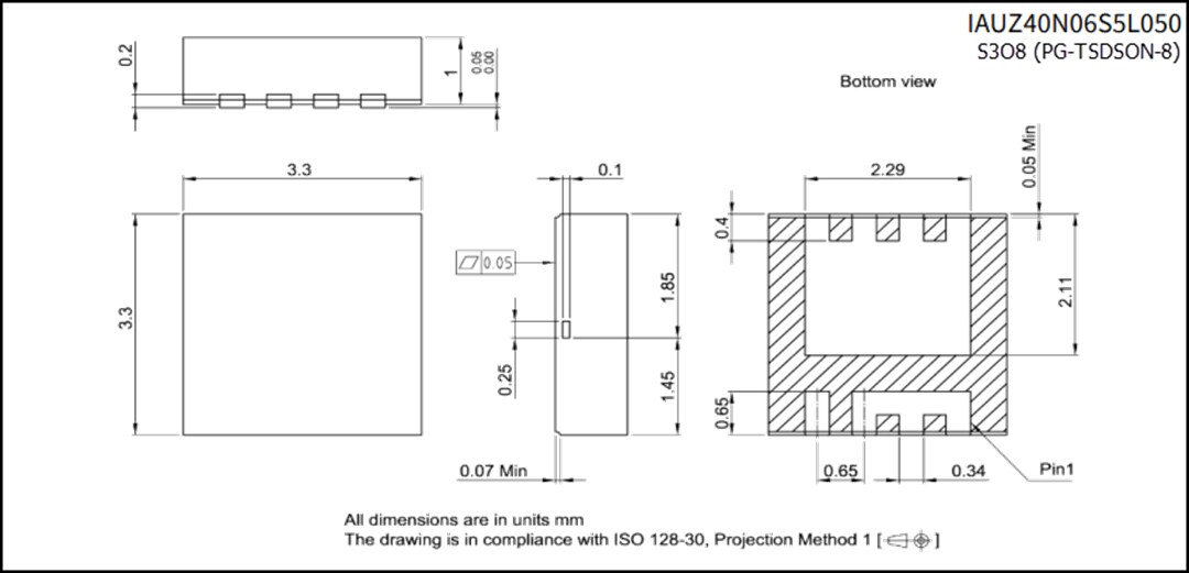 Mechanical Drawing - Infineon Technologies IAUZ4xN06S5 60V Automotive OptiMOS™-5 MOSFETs