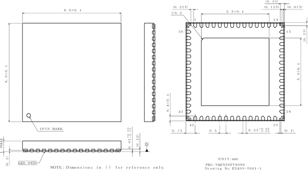 Mechanical Drawing - ROHM Semiconductor BD9573MUF-M Automotive Power Management IC