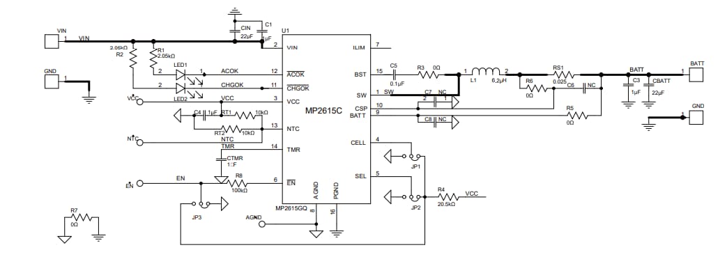 Schematic - Monolithic Power Systems (MPS) EV2615C-Q-00A Evaluation Board