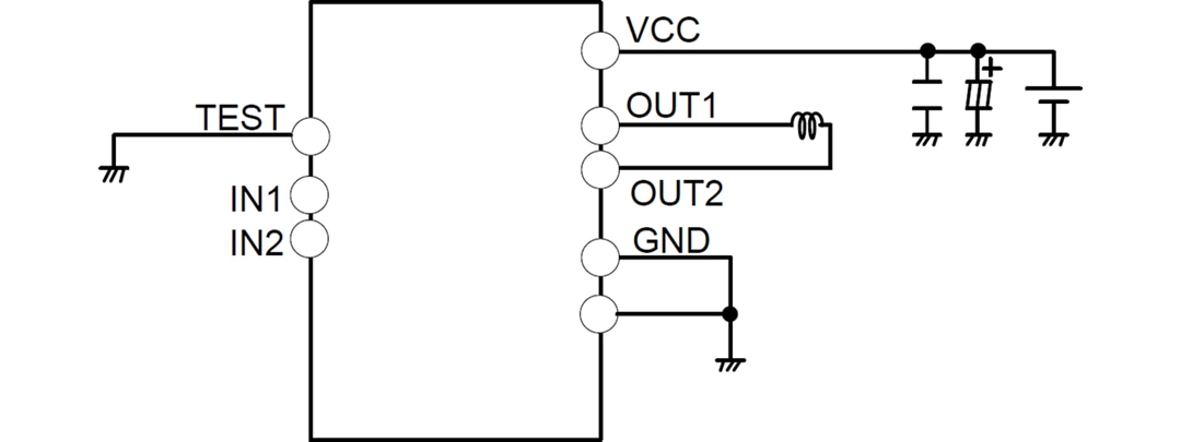 Application Circuit Diagram - ROHM Semiconductor BD62130xEFJ 36V DC Brush Motor Drivers