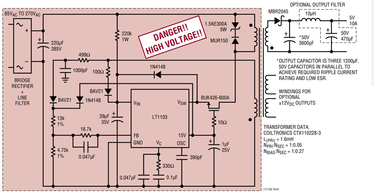 Analog Devices Inc. LT1105 Offline Switching Regulators