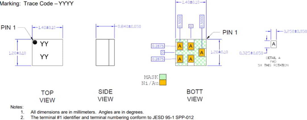 Mechanical Drawing - Qorvo QPQ1065 AltNav Band Pass SAW Filter
