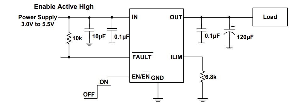 Application Circuit Diagram - Diodes Incorporated AP22654/AP22655 Precision Adjustable Switches