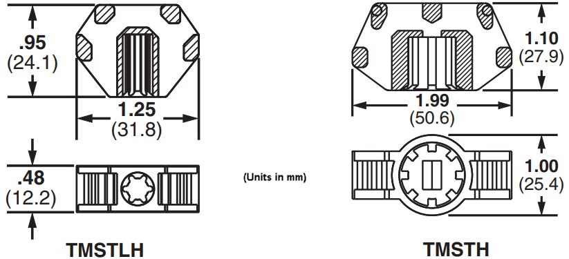 Mechanical Drawing - Panduit TMSTH/TMSTLH Cable Stud Tie Mounts