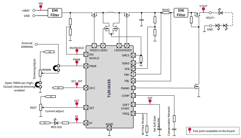 Schematic - Infineon Technologies TLD5191IVREG_EVAL Evaluation Board