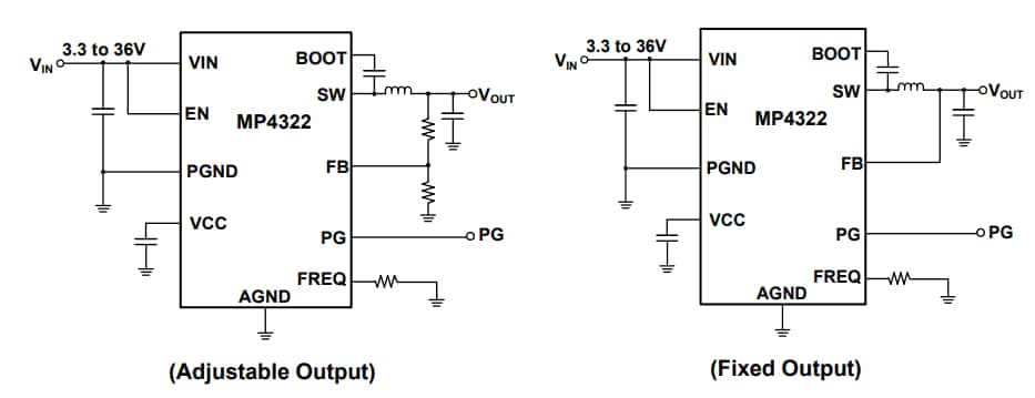 Application Circuit Diagram - Monolithic Power Systems (MPS) MP4322 Step-Down Switching Converters