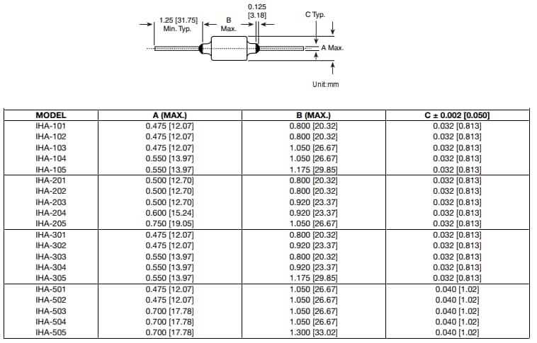 Mechanical Drawing - Vishay / Dale IHA High-Current Filter Inductors