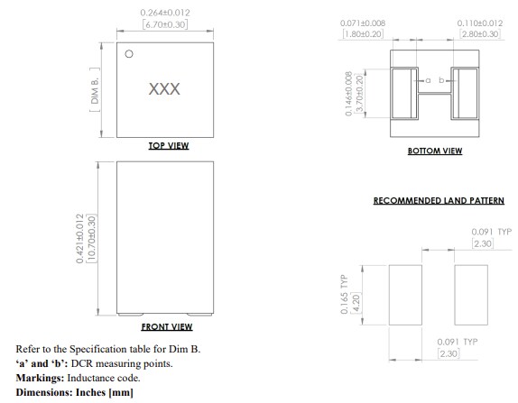 Mechanical Drawing - Abracon AVR-1Z070711S Vertically Assembled Power Inductors