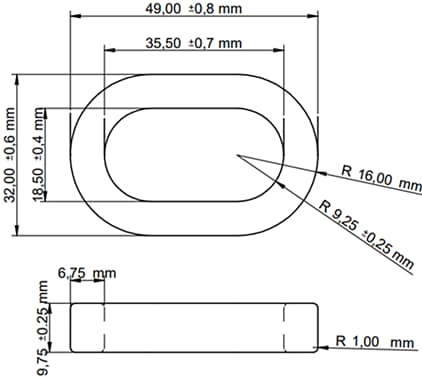 Mechanical Drawing - Würth Elektronik WE-OEFA & WE-OEFA LFS Ferrite Cable Cores