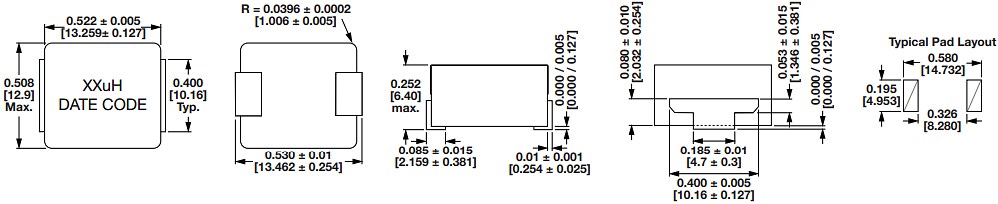 Mechanical Drawing - Vishay / Dale IHLP-5050FD-AP & IHLP-5050FD-0P Inductors