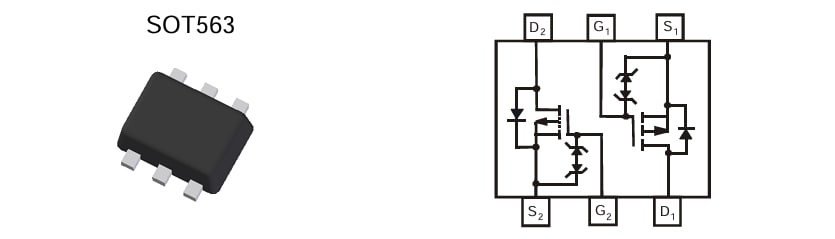 Application Circuit Diagram - Diodes Incorporated DMP68D1LV Dual P-Channel Enhancement Mode MOSFET