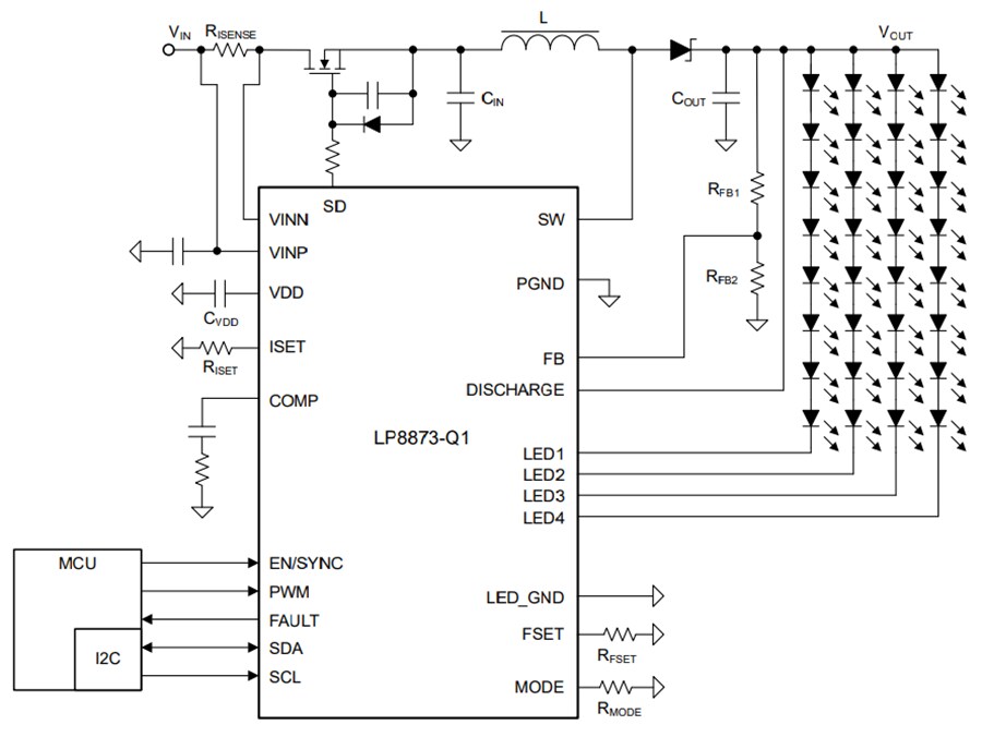 Schematic - Texas Instruments LP8873-Q1 LED-Backlight Driver