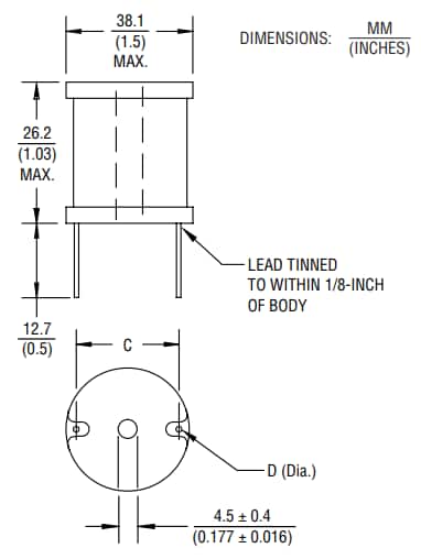 Mechanical Drawing - Bourns 1140 Series High Current Chokes
