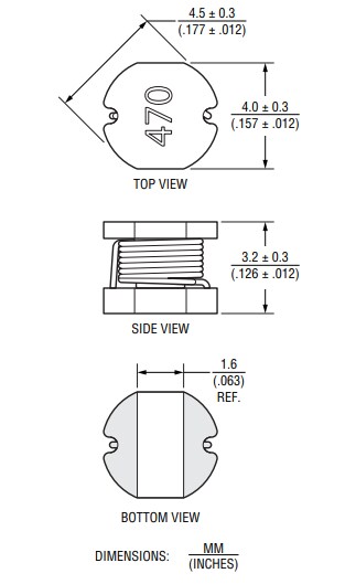 Mechanical Drawing - Bourns SDE0403AT Automotive-Grade SMD Power Inductors