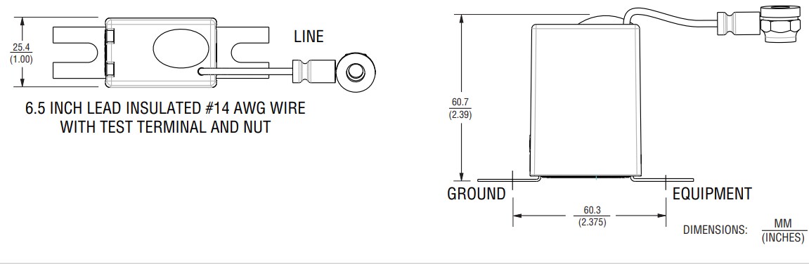 Mechanical Drawing - Bourns 1675-01 Rail Surge Protector