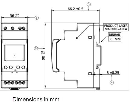 Mechanical Drawing - Littelfuse VM800 3-Phase Voltage Monitoring Relay