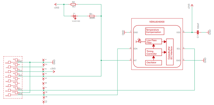 Schematic - Vishay Semiconductors VEML6046X00-SB Sensor Board