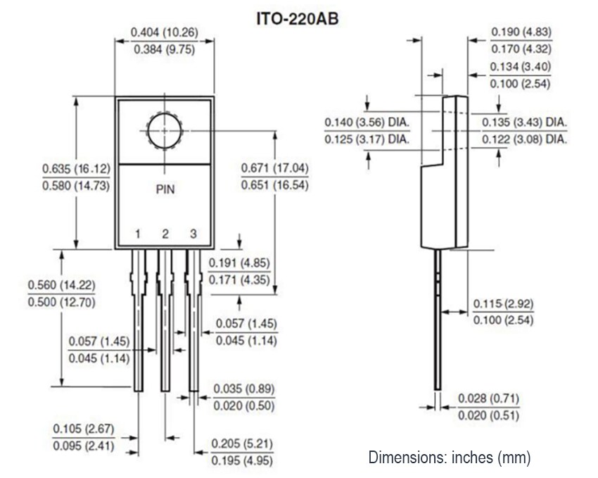 Mechanical Drawing - Vishay General Semiconductor MBRx Dual High-Voltage TMBS® Rectifiers